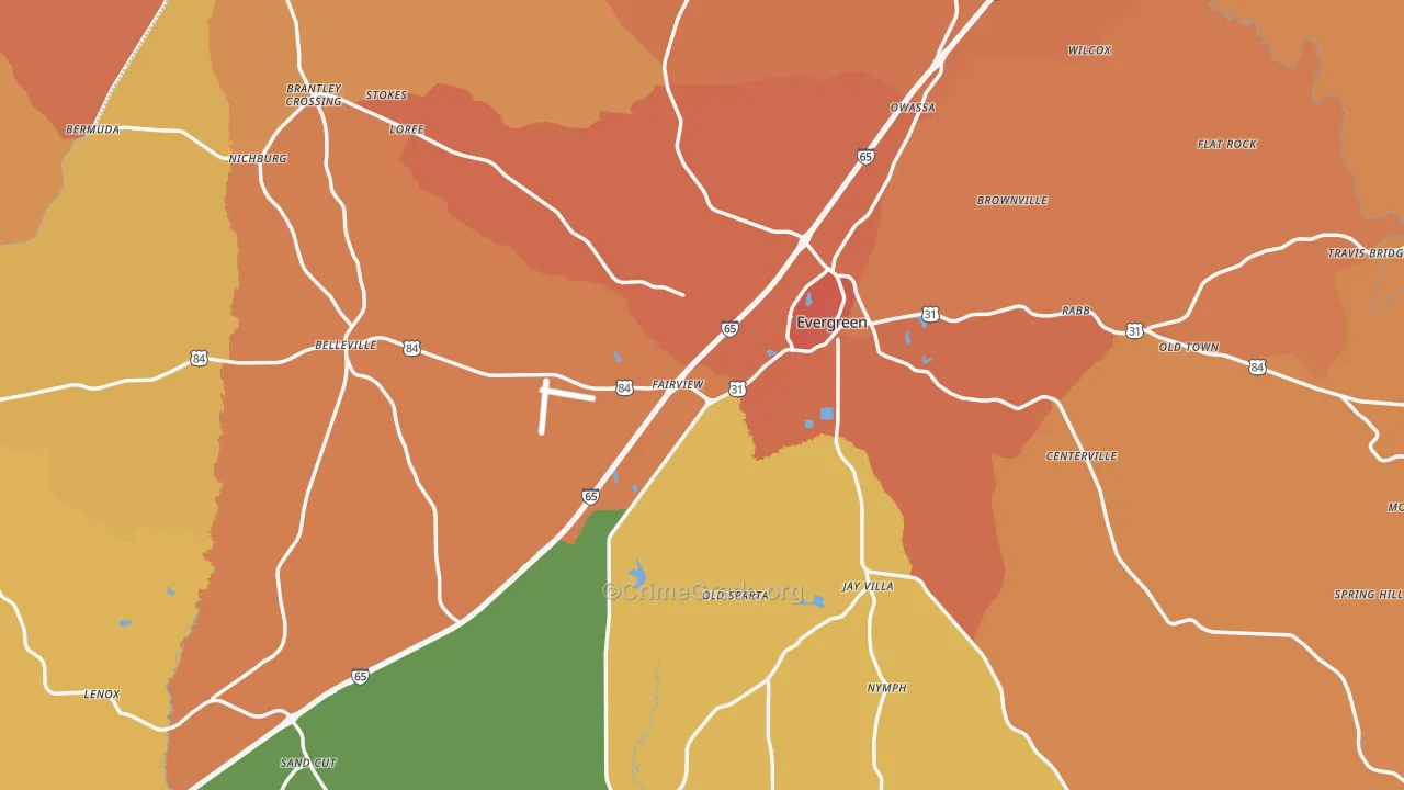 Conecuh County, AL Map of Murder Rates