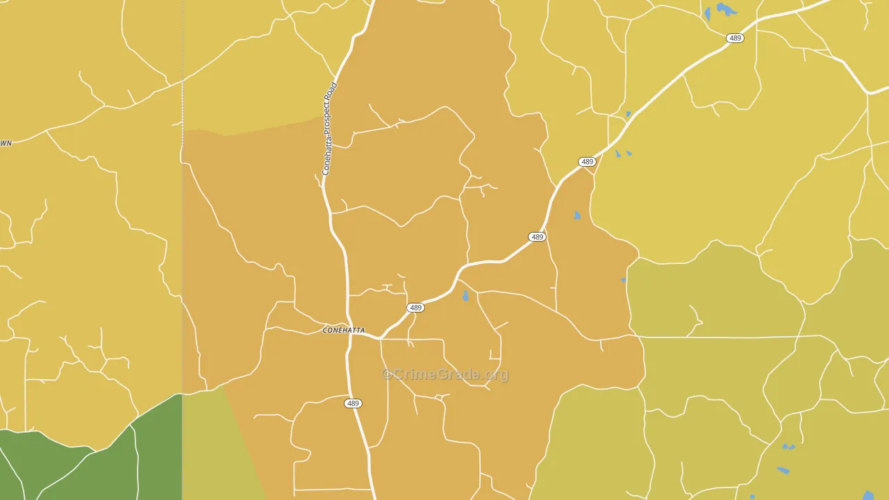 Conehatta, MS Map of Murder Rates