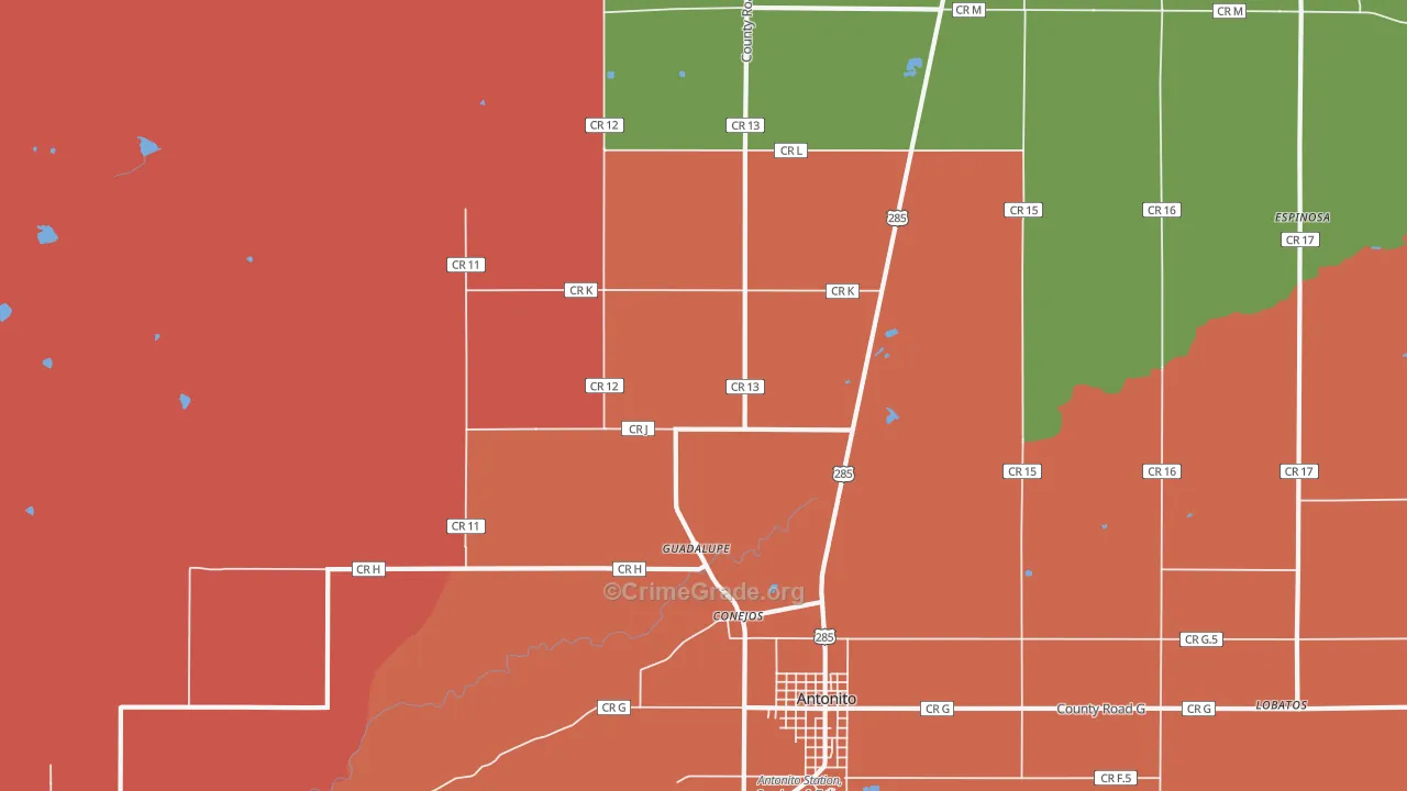 Conejos, CO Map of Murder Rates