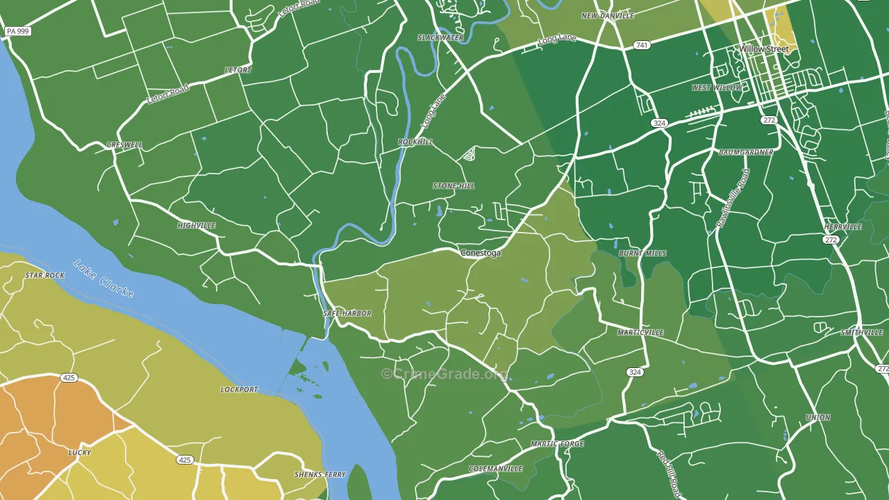 Conestoga, PA Map of Murder Rates