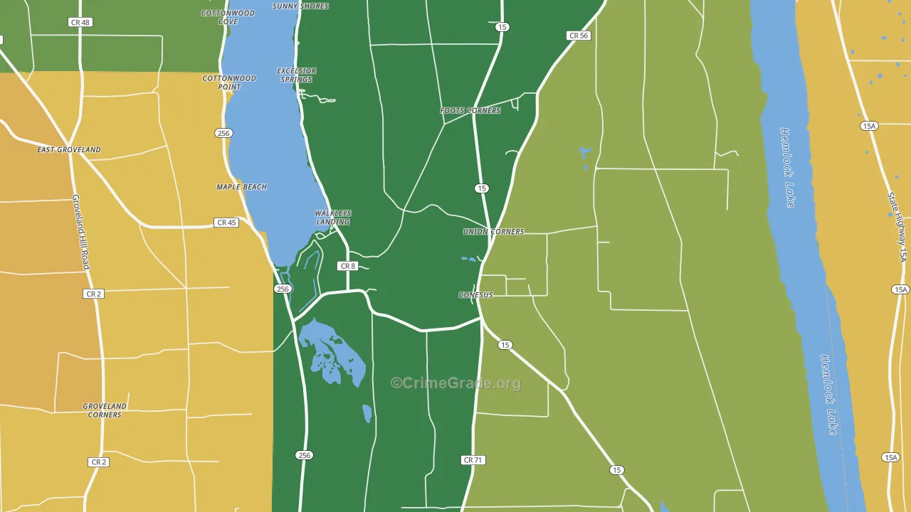 Conesus, NY Map of Murder Rates