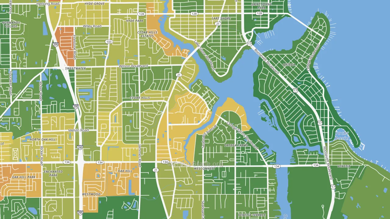 Confederate Point, Jacksonville, FL Map of Murder Rates