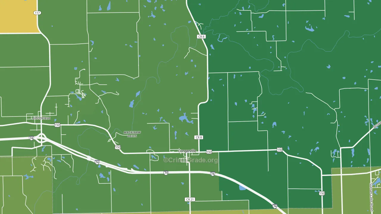Congerville, IL Map of Murder Rates