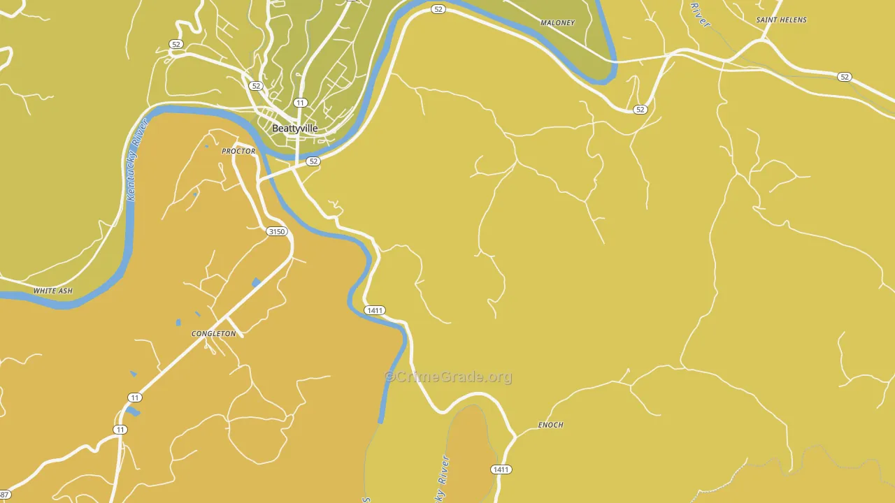 Congleton, KY Map of Murder Rates