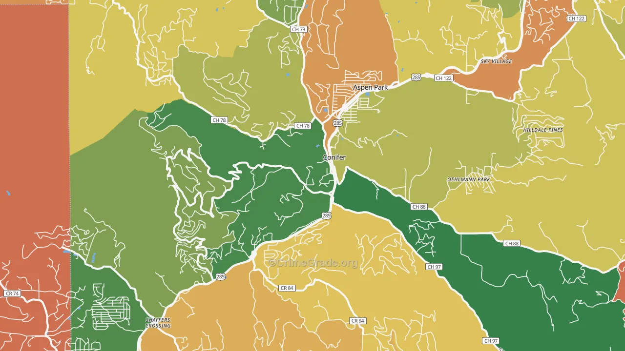 Conifer, CO Map of Murder Rates