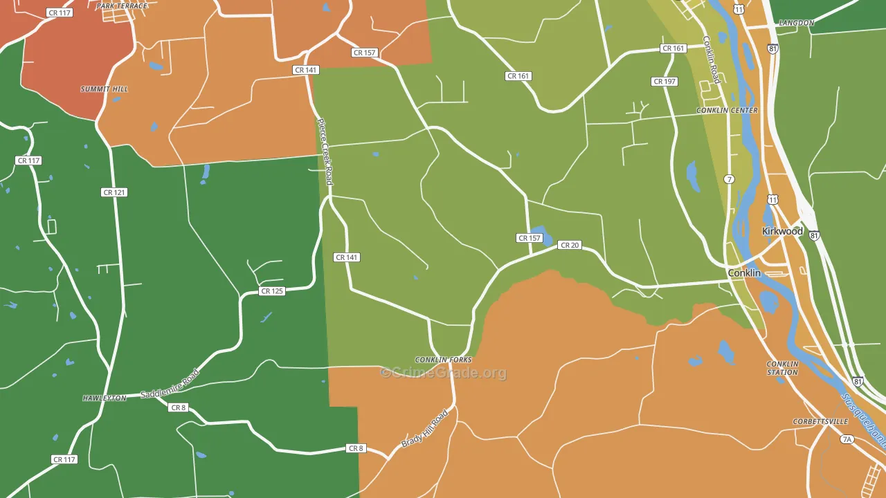 Conklin Forks, NY Map of Murder Rates