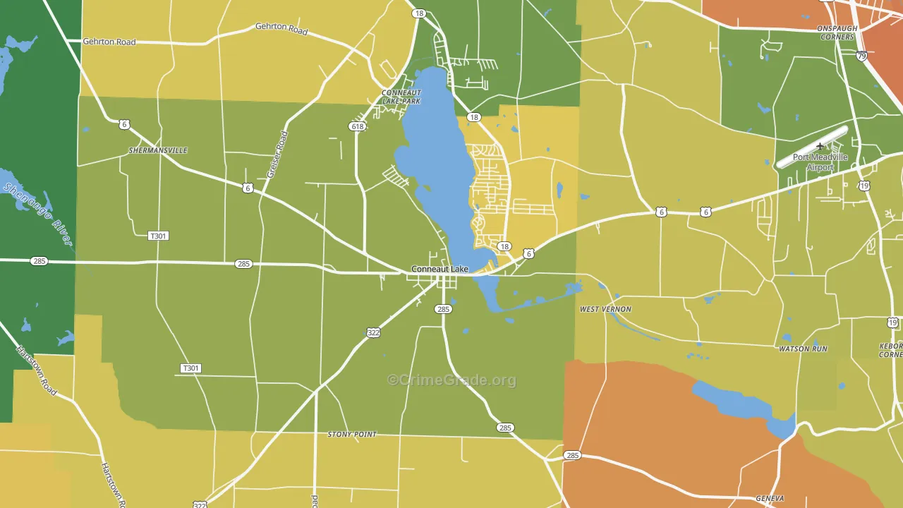 Conneaut Lake, PA Map of Murder Rates