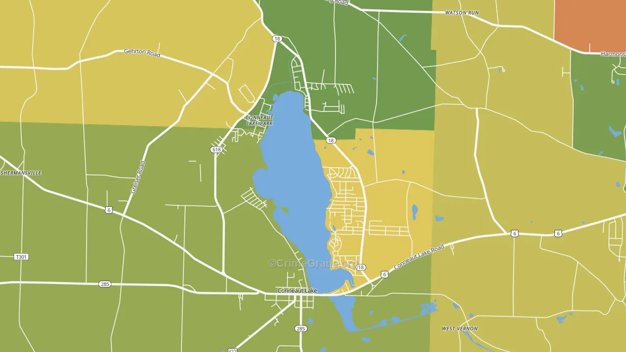 Conneaut Lakeshore, PA Map of Murder Rates