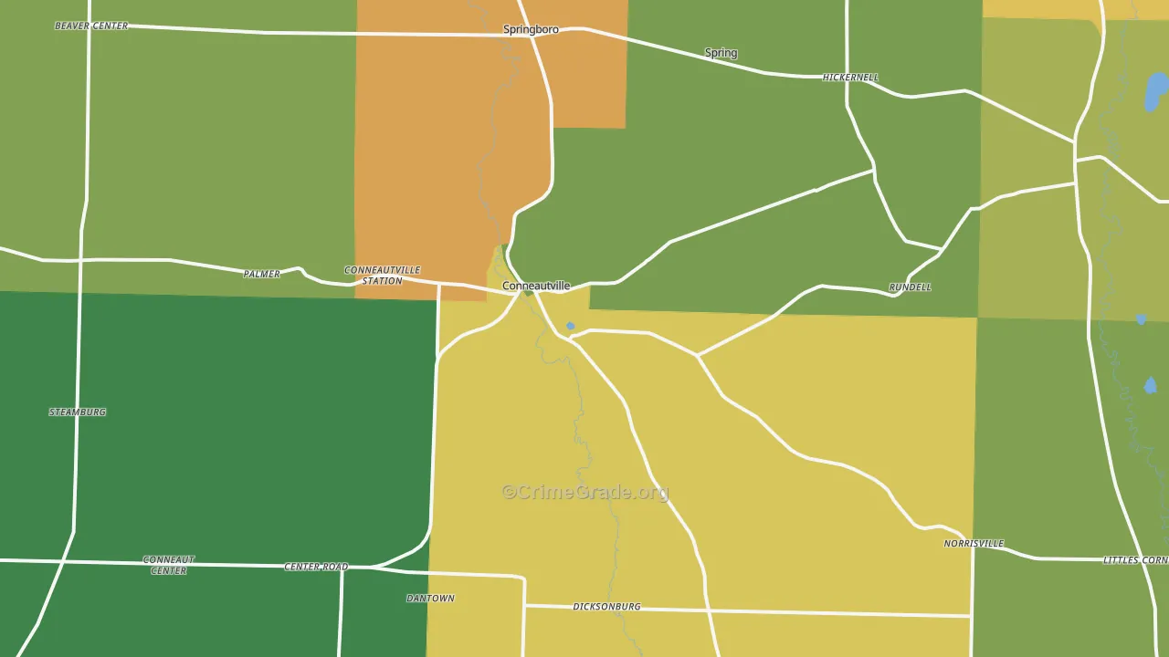 Conneautville, PA Map of Murder Rates