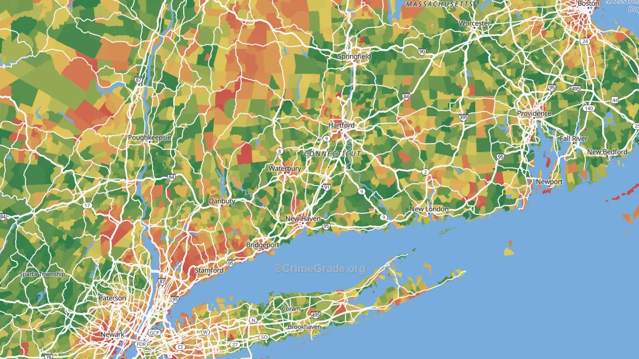 Connecticut Map of Murder Rates