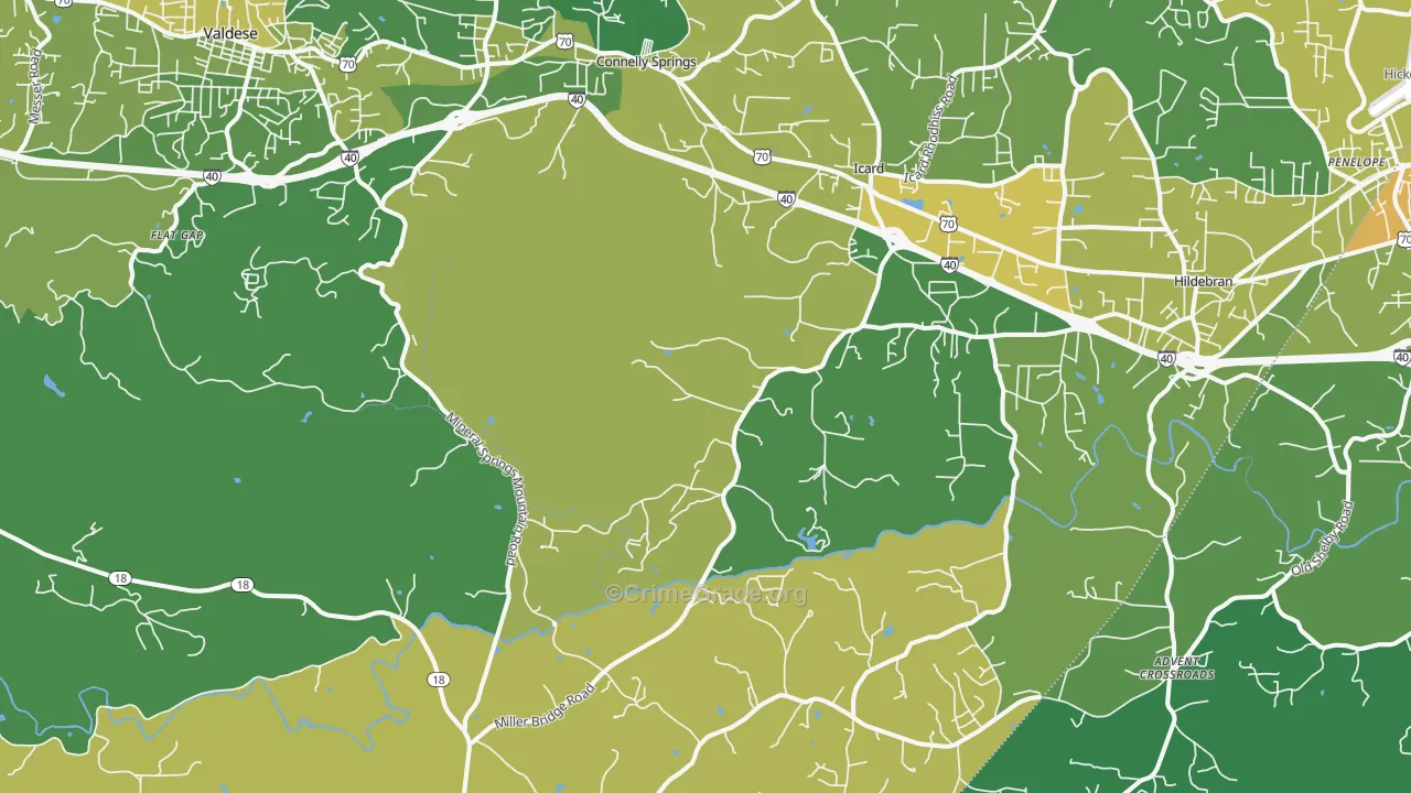 Connellys Springs, NC Map of Murder Rates