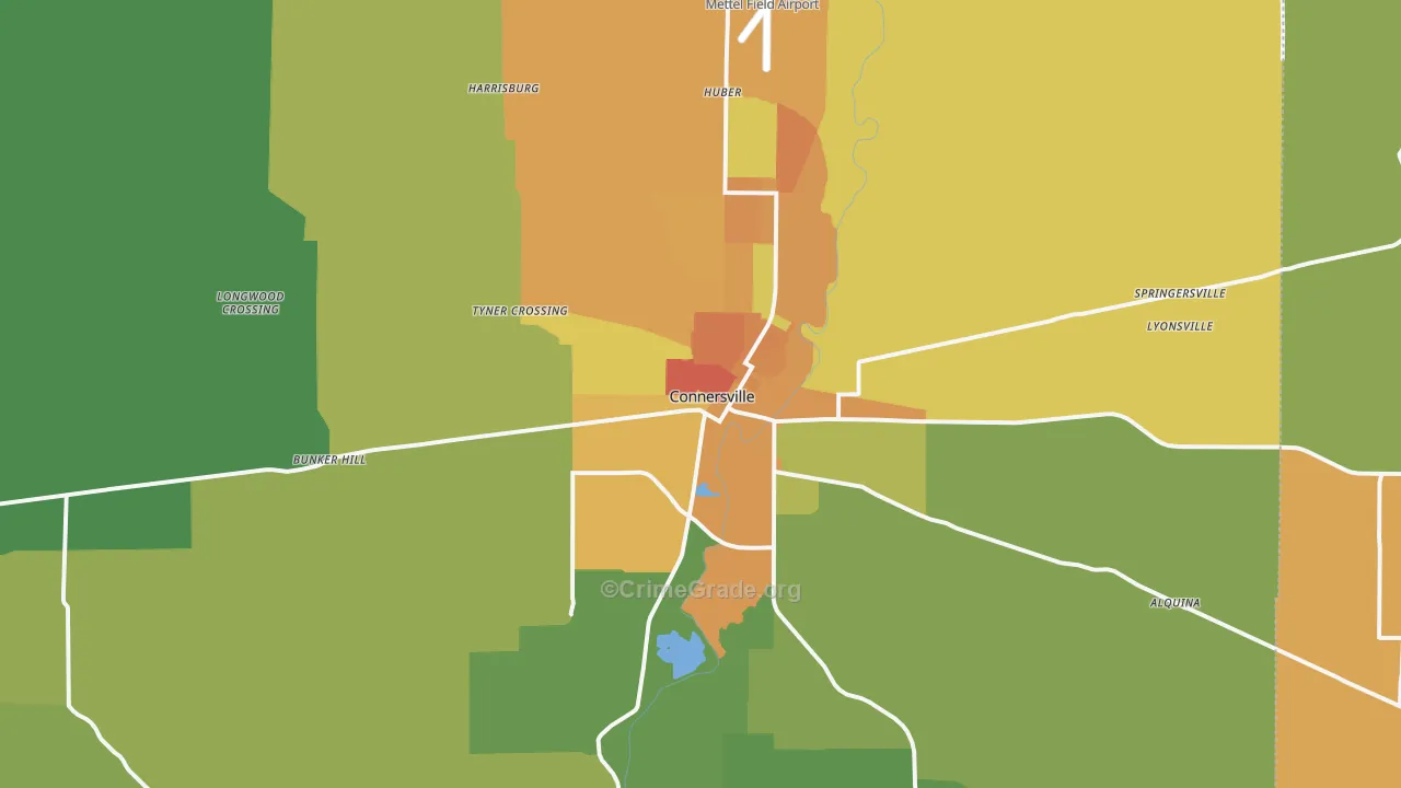 Connersville, IN Map of Murder Rates