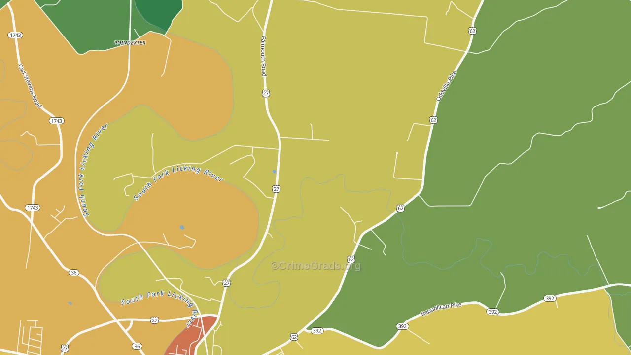Connersville, KY Map of Murder Rates