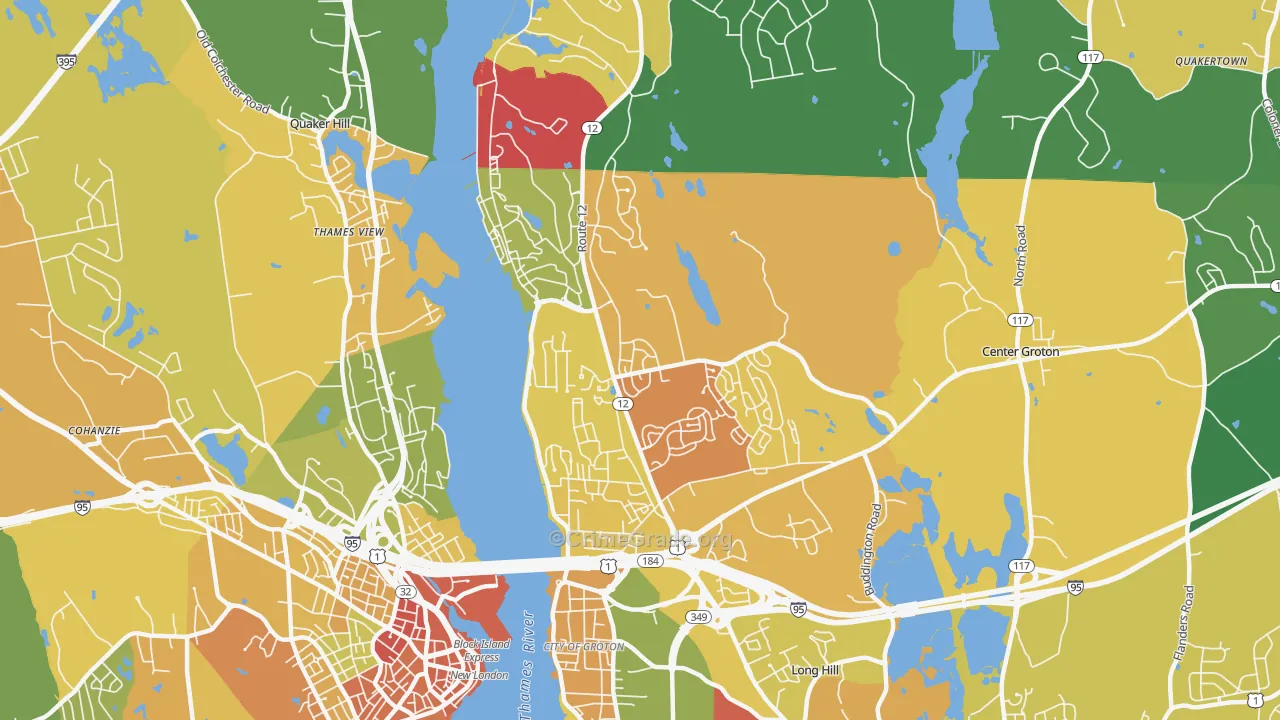 Conning Towers Nautilus Park, CT Map of Murder Rates