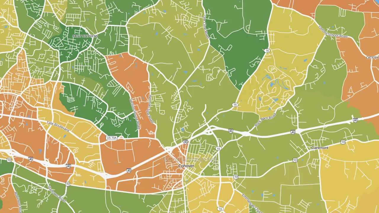 Conover, NC Map of Murder Rates