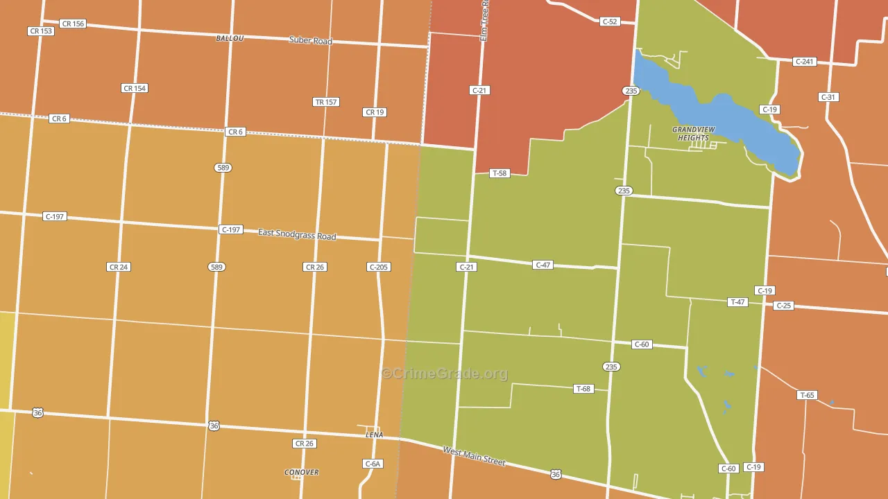 Conover, OH Map of Murder Rates