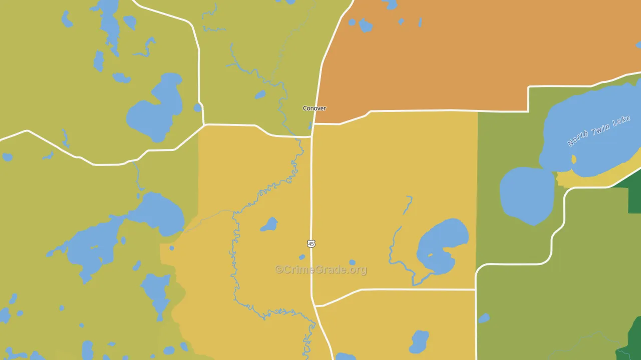 Conover, WI Map of Murder Rates