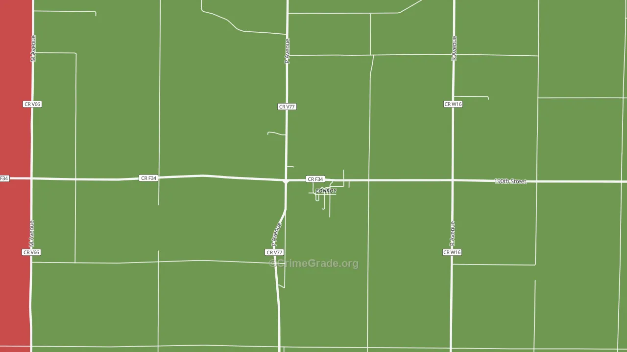 Conroy, IA Map of Murder Rates
