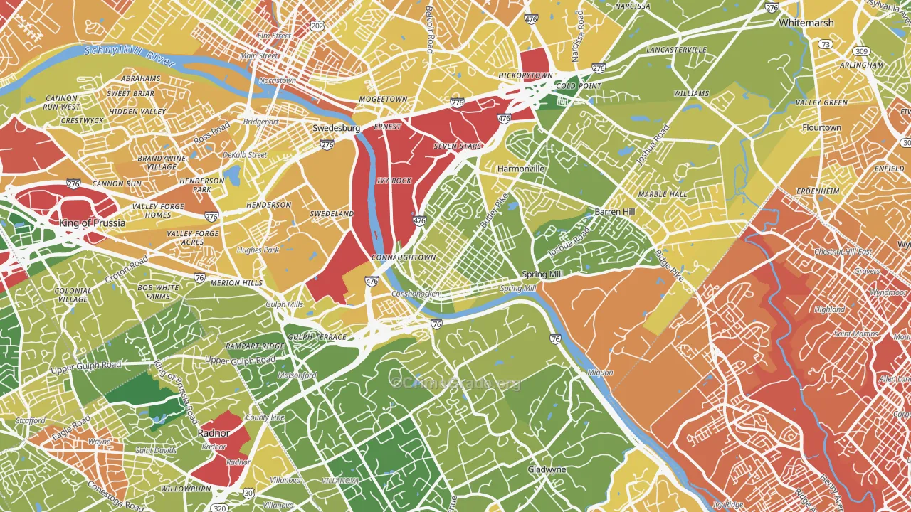 Conshohocken, PA Map of Murder Rates