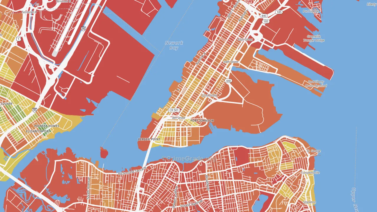 Constable Hook, Bayonne, NJ Map of Murder Rates