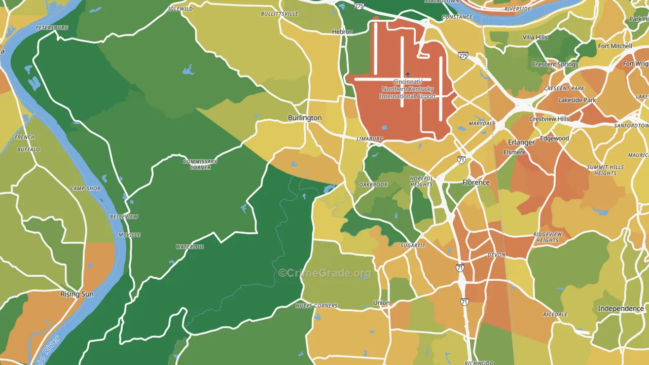 Constance, KY Map of Murder Rates
