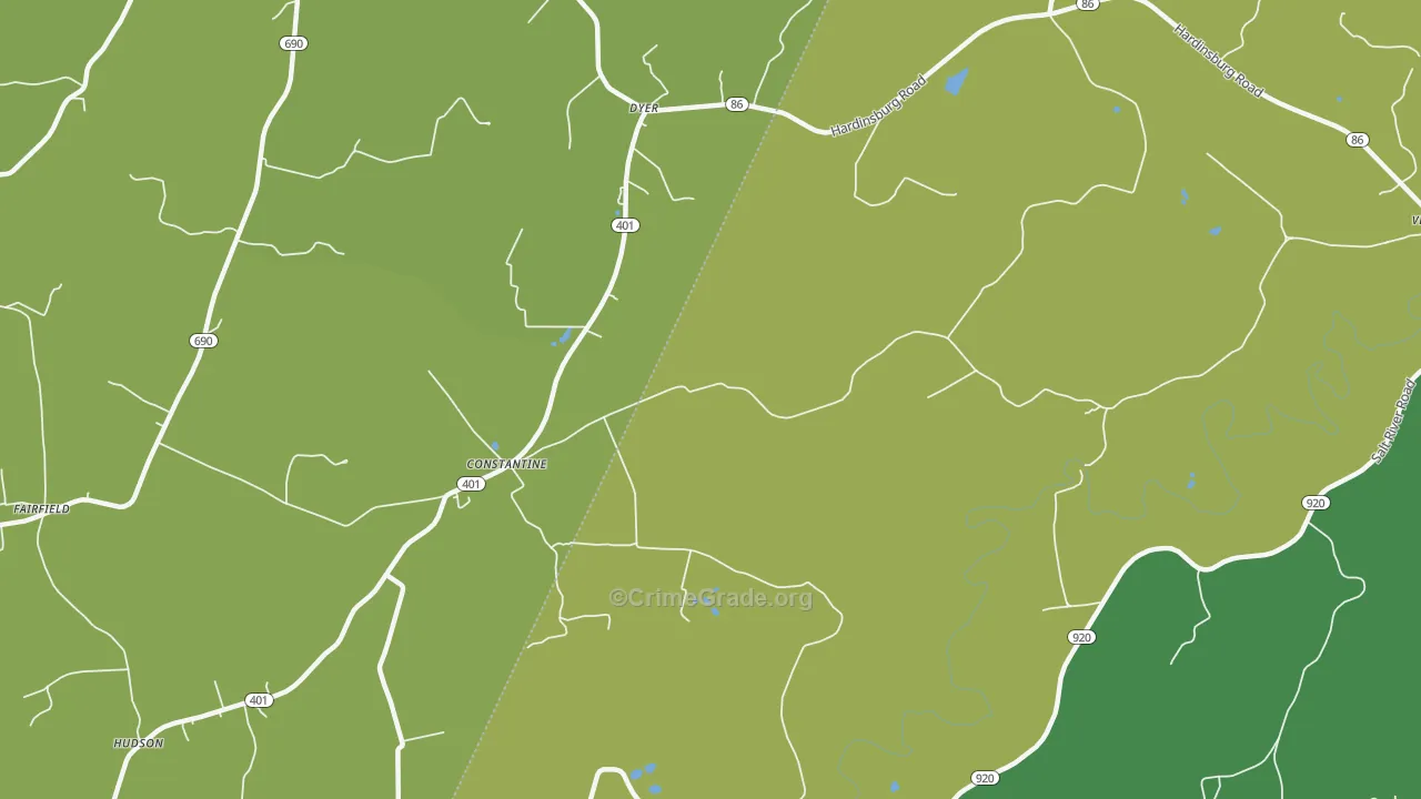 Constantine, KY Map of Murder Rates