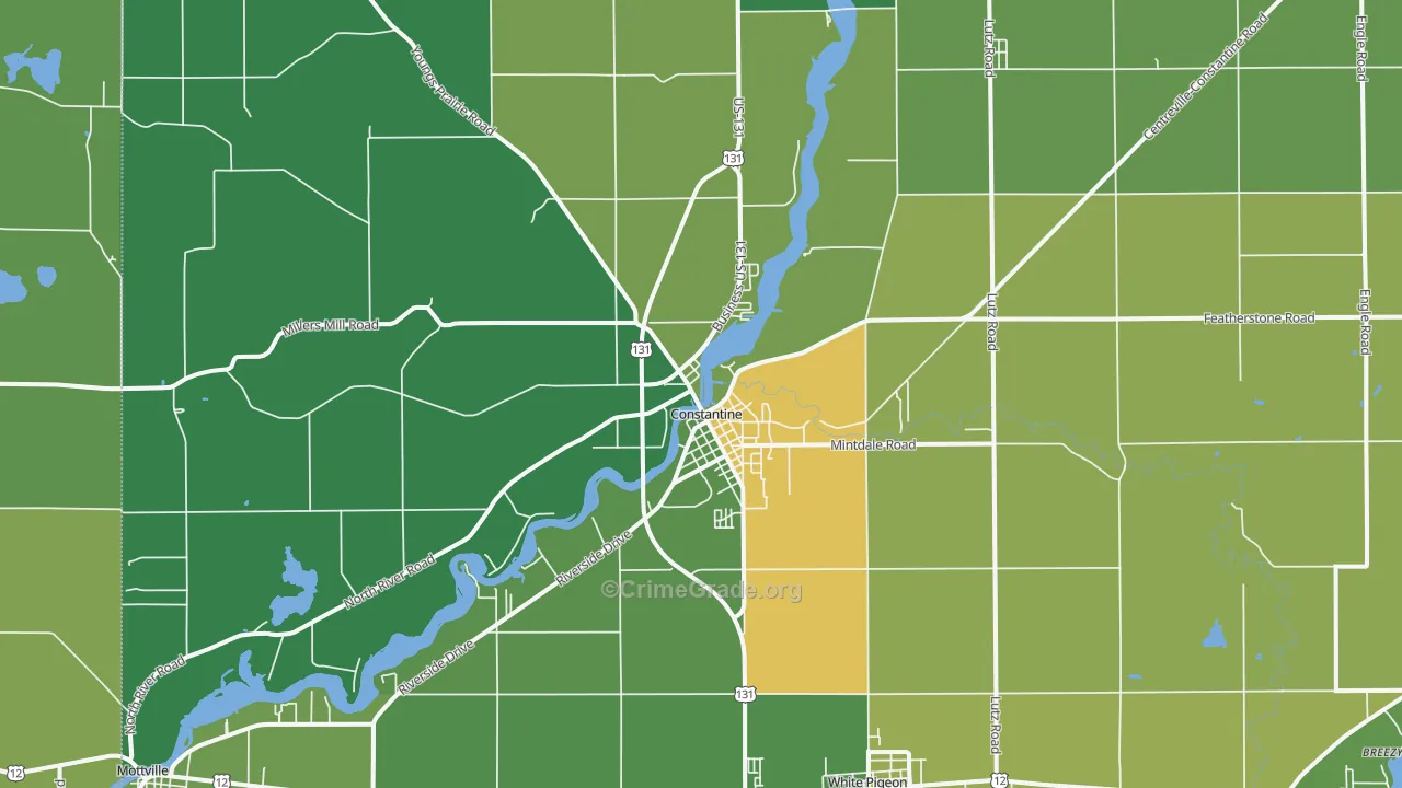 Constantine, MI Map of Murder Rates