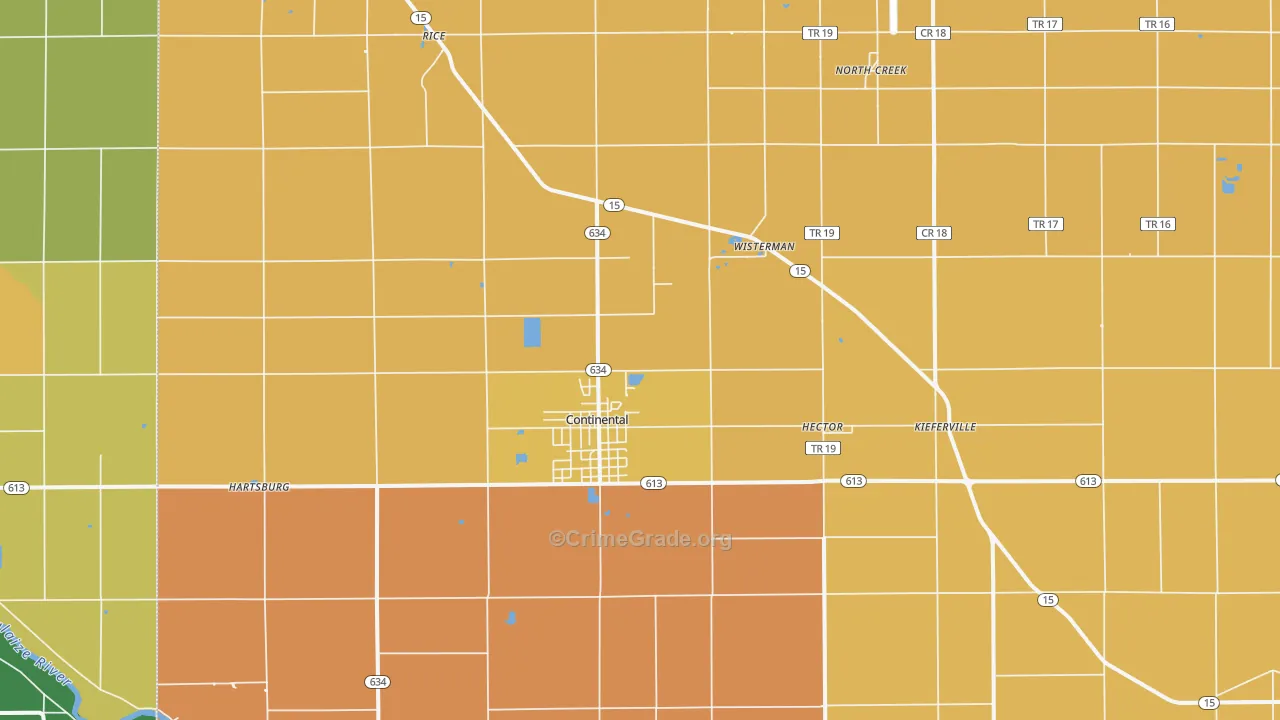 Continental, OH Map of Murder Rates