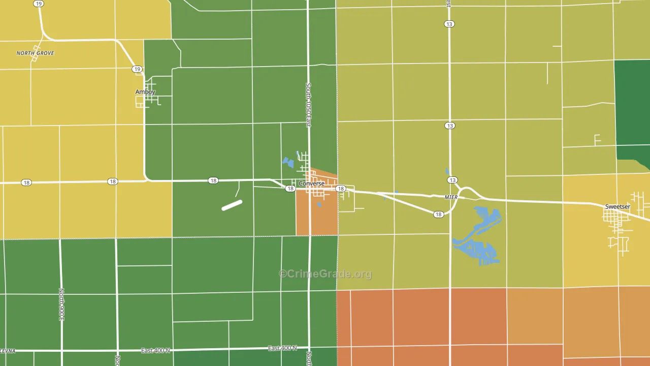Converse, IN Map of Murder Rates