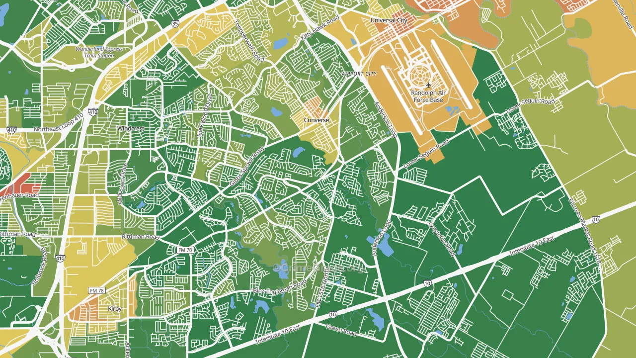Converse, TX Map of Murder Rates