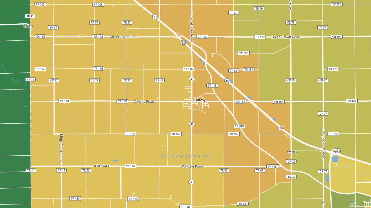 Convoy, OH Map of Murder Rates