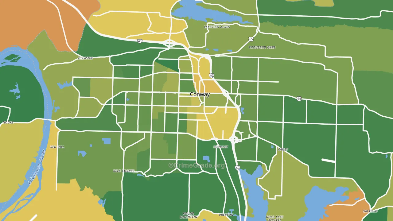 Conway, AR Map of Murder Rates