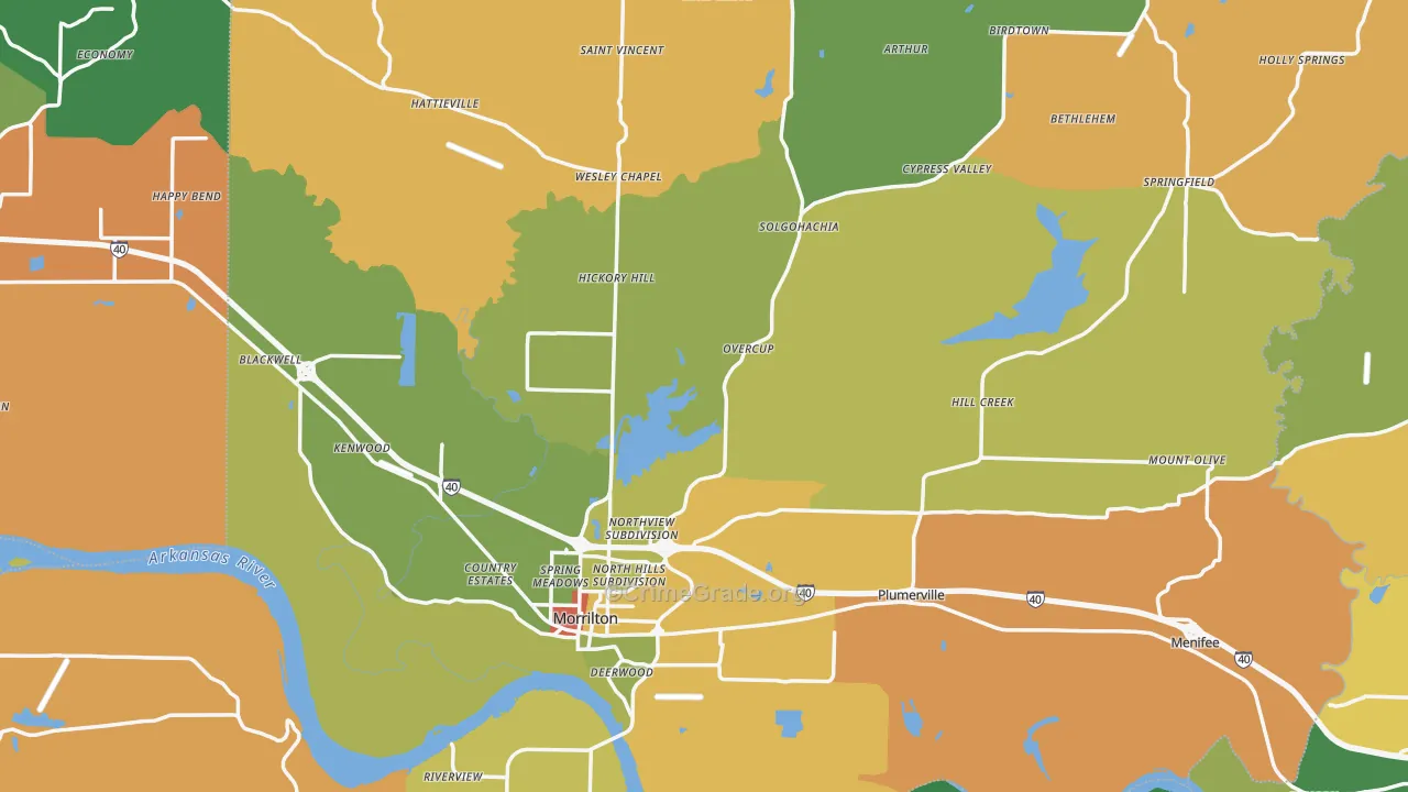Conway County, AR Map of Murder Rates