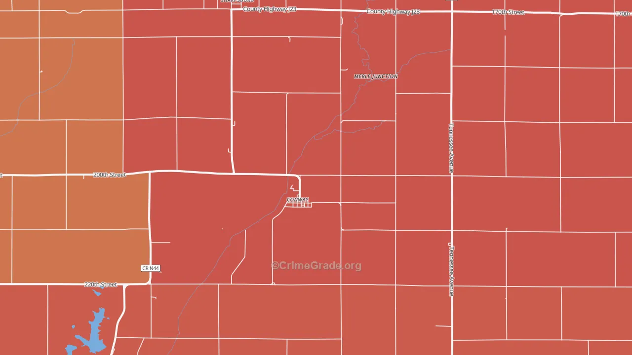 Conway, IA Map of Murder Rates