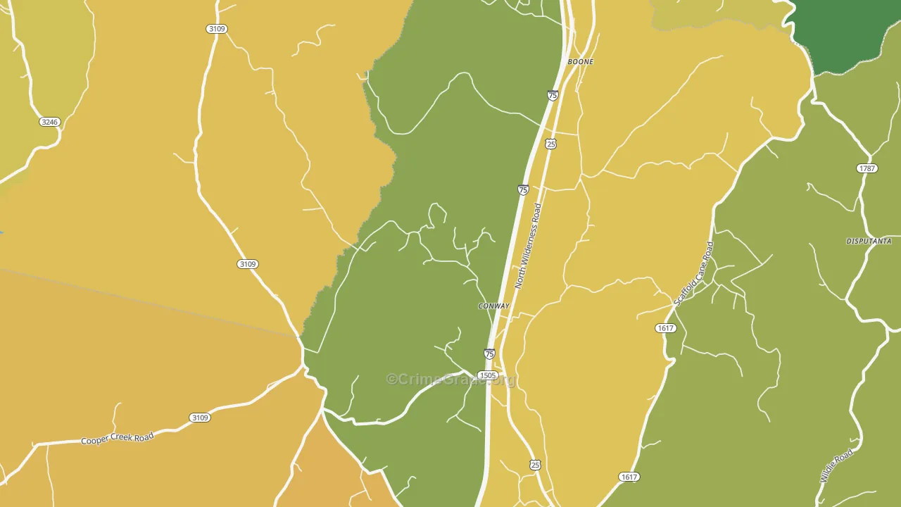 Conway, KY Map of Murder Rates
