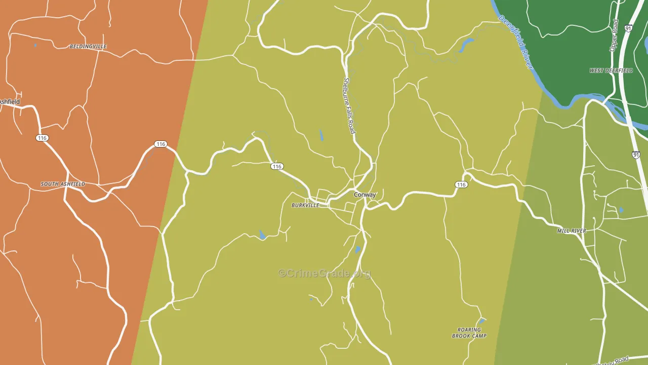 Conway, MA Map of Murder Rates