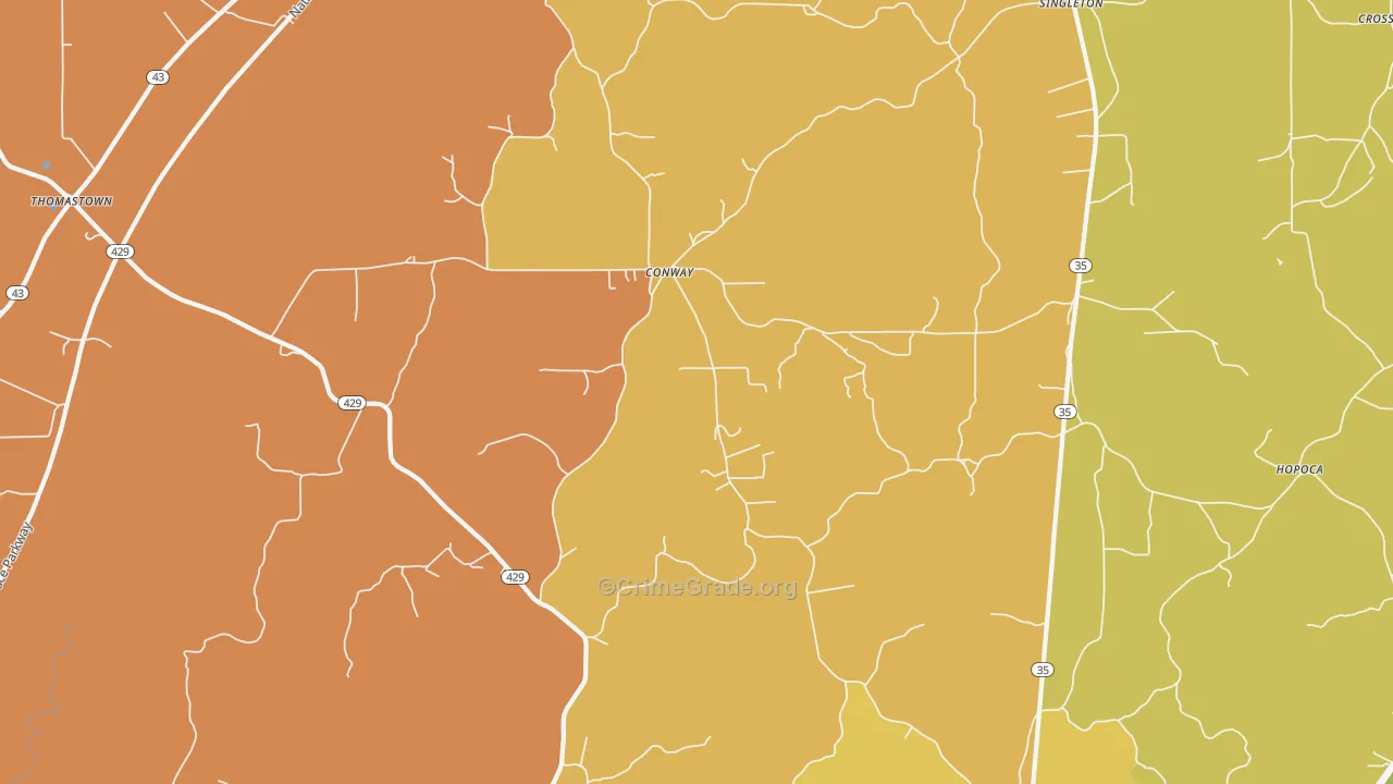 Conway, MS Map of Murder Rates