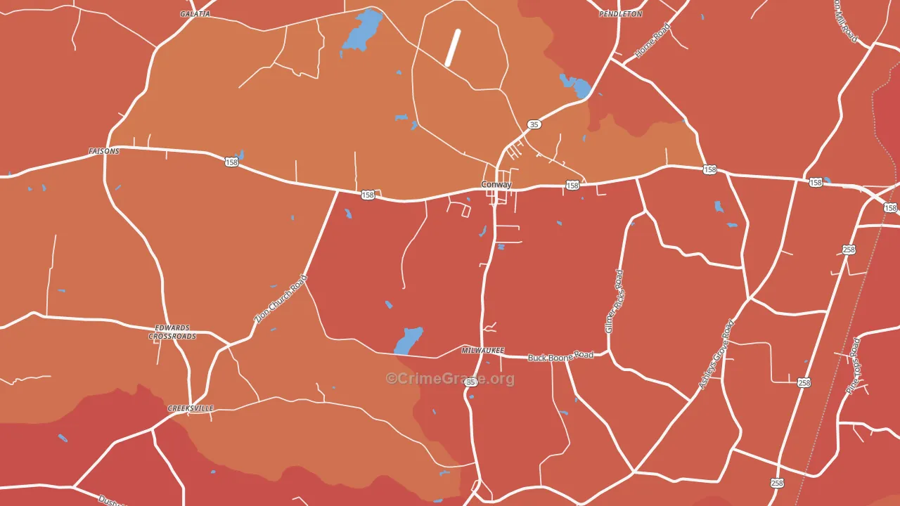 Conway, NC Map of Murder Rates