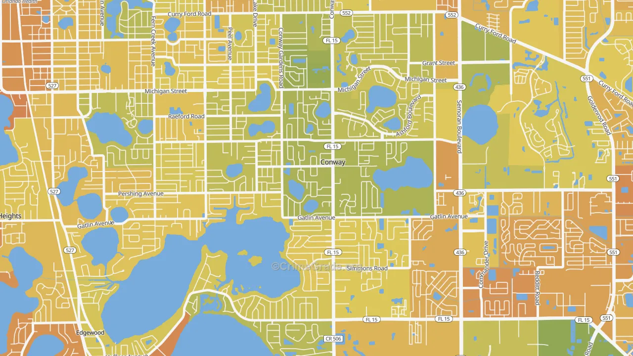 Conway, Orlando, FL Map of Murder Rates