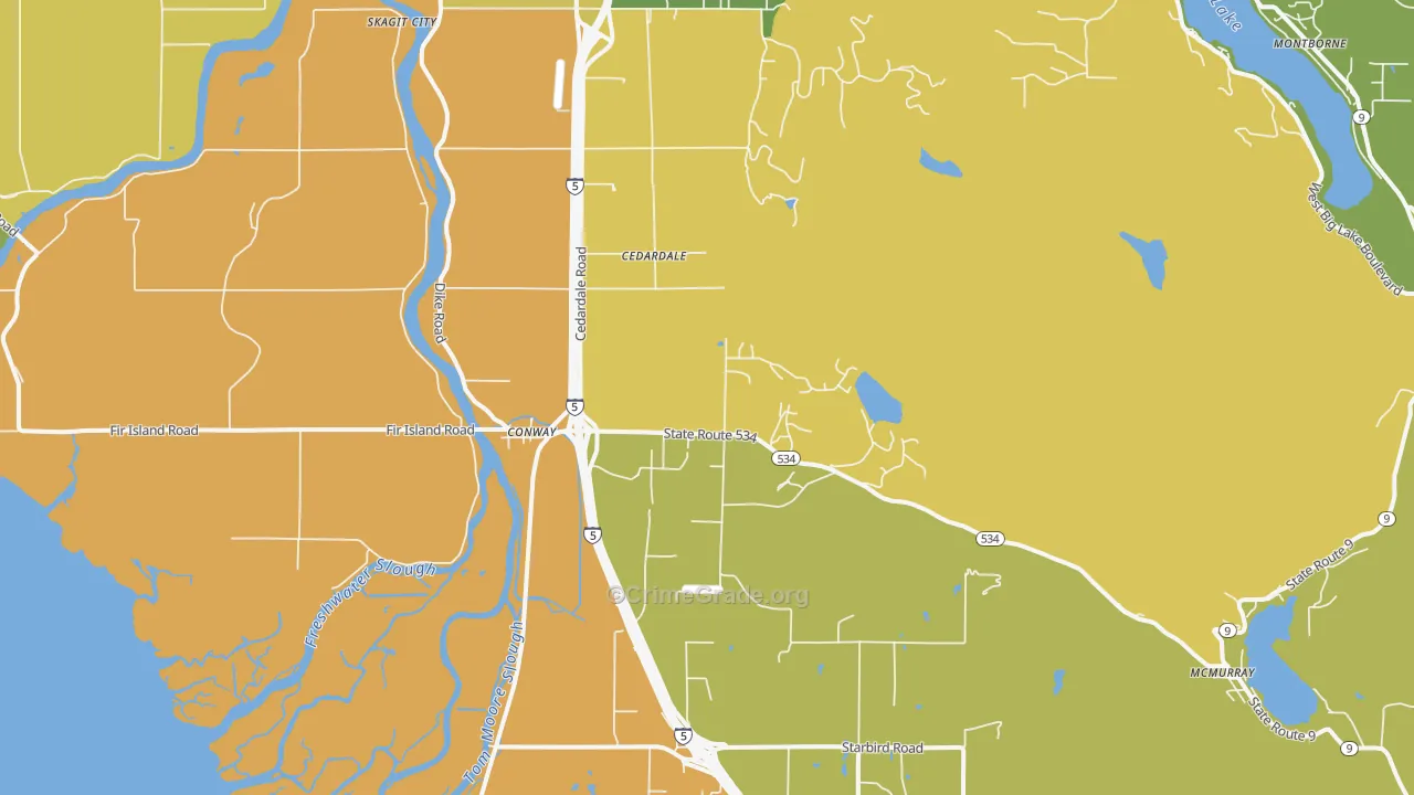 Conway, WA Map of Murder Rates