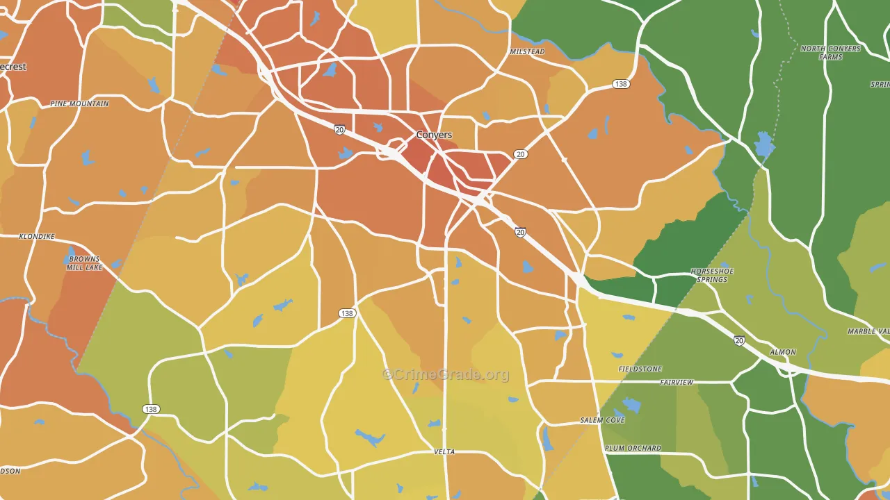 Conyers, GA Map of Murder Rates