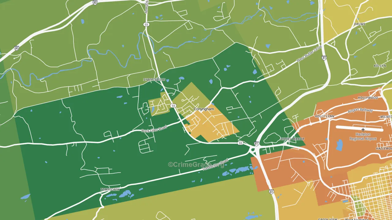 Conyngham, PA Map of Murder Rates