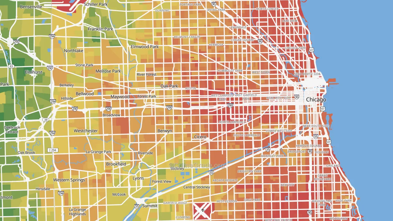 Cook County, IL Map of Murder Rates