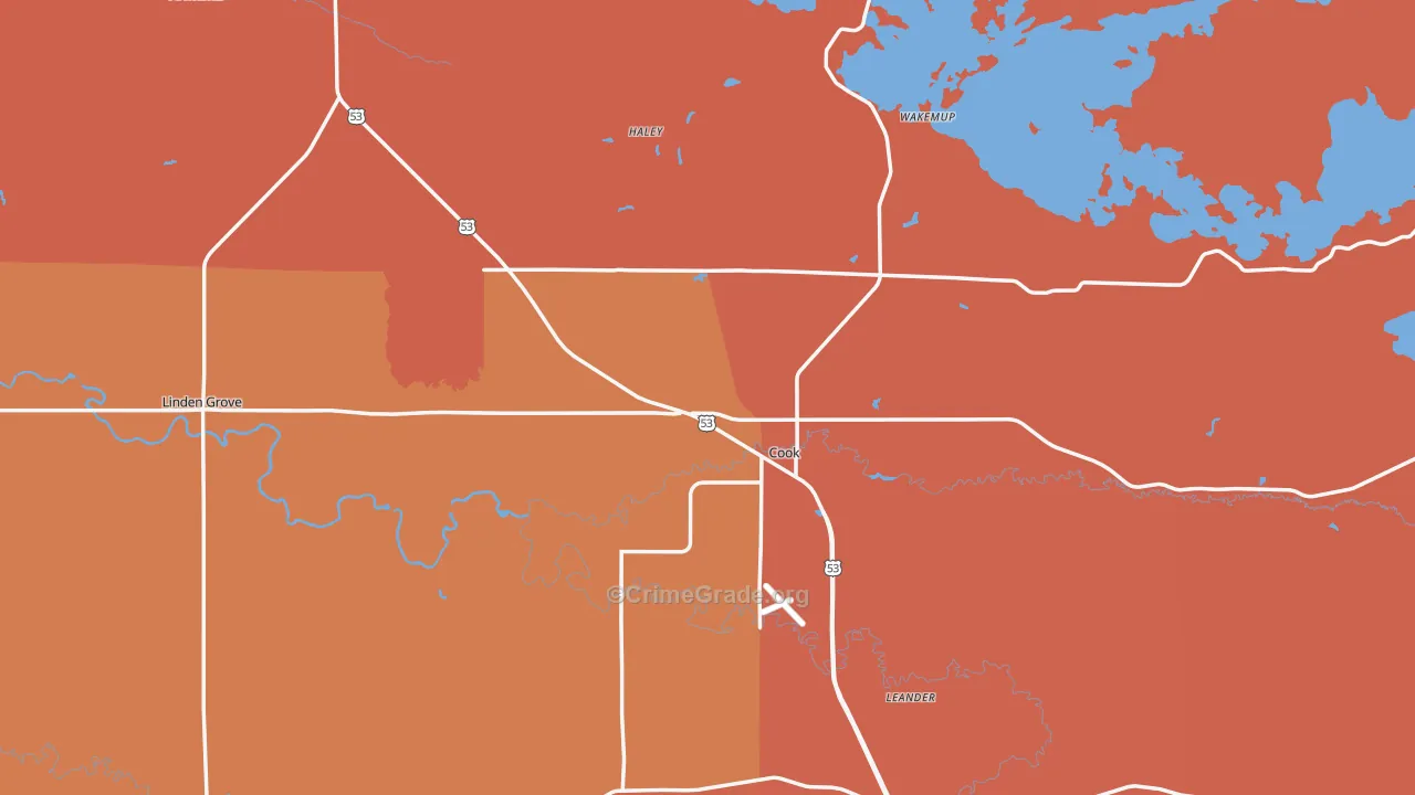 Cook, MN Map of Murder Rates