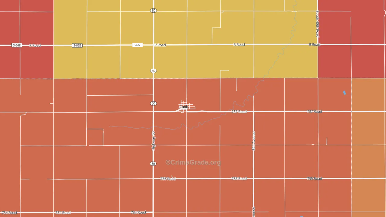 Cook, NE Map of Murder Rates