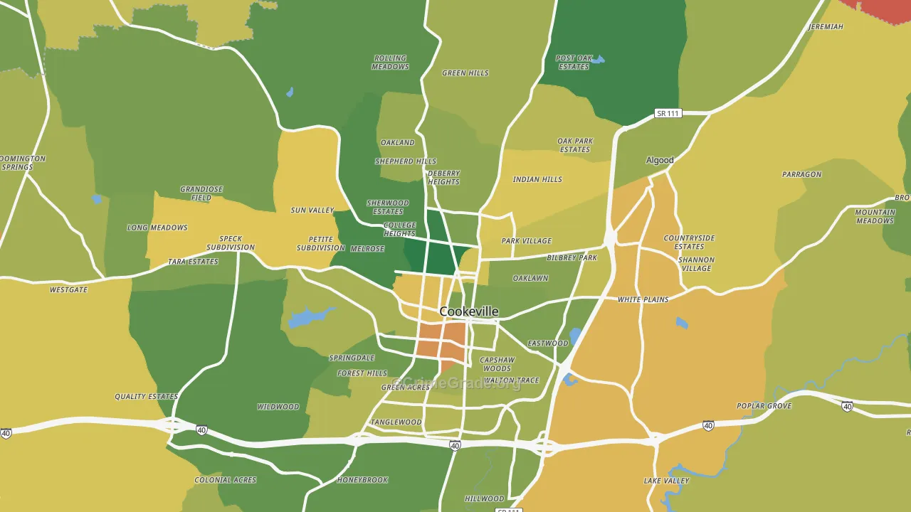 Cookeville, TN Map of Murder Rates