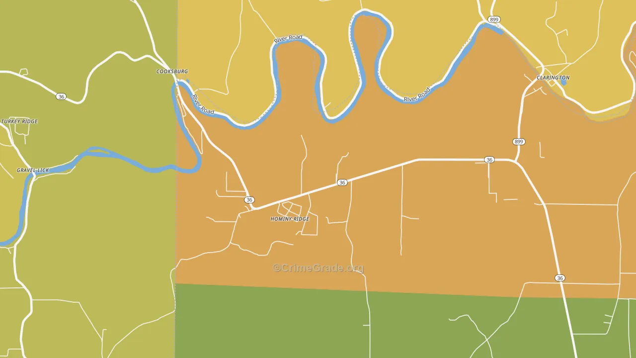 Cooksburg, PA Map of Murder Rates