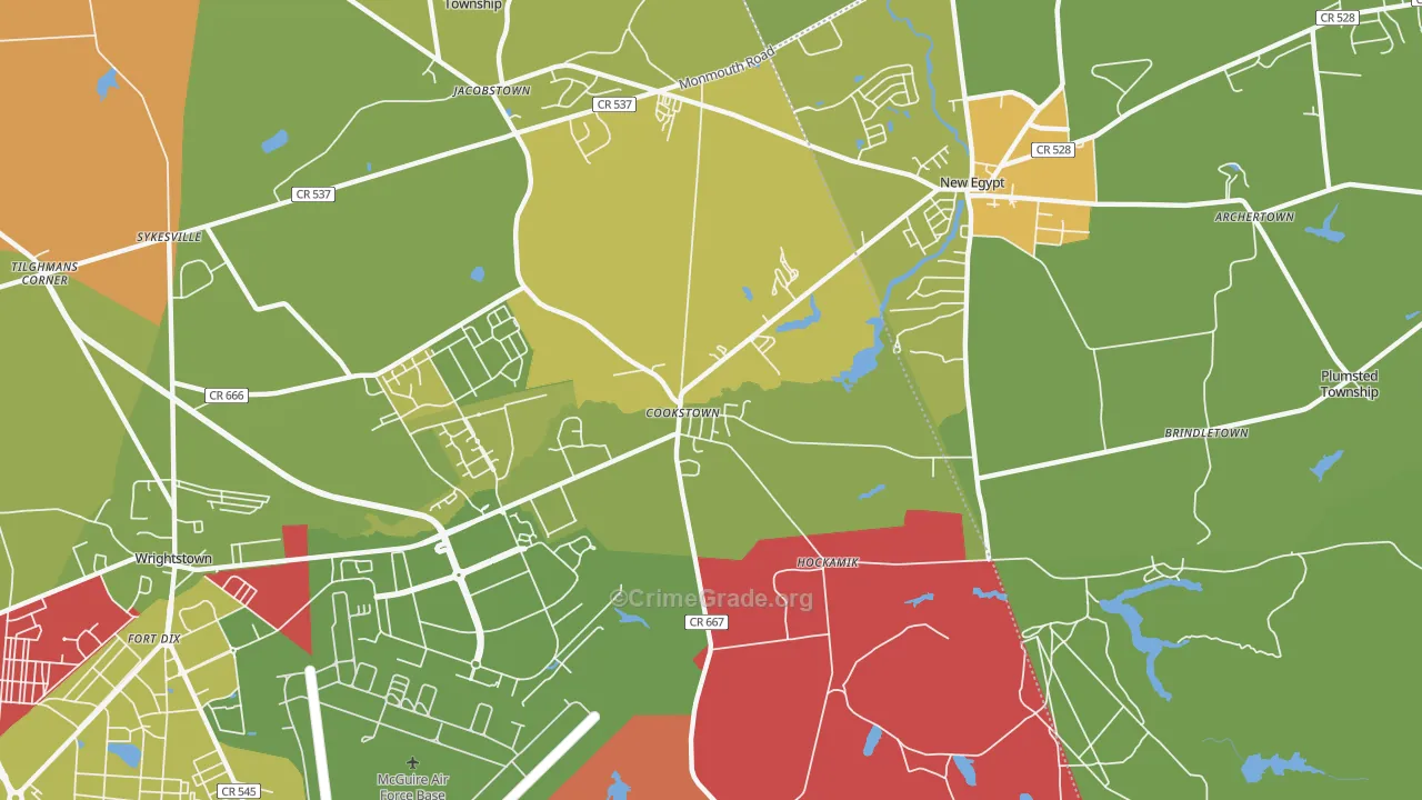 Cookstown, NJ Map of Murder Rates