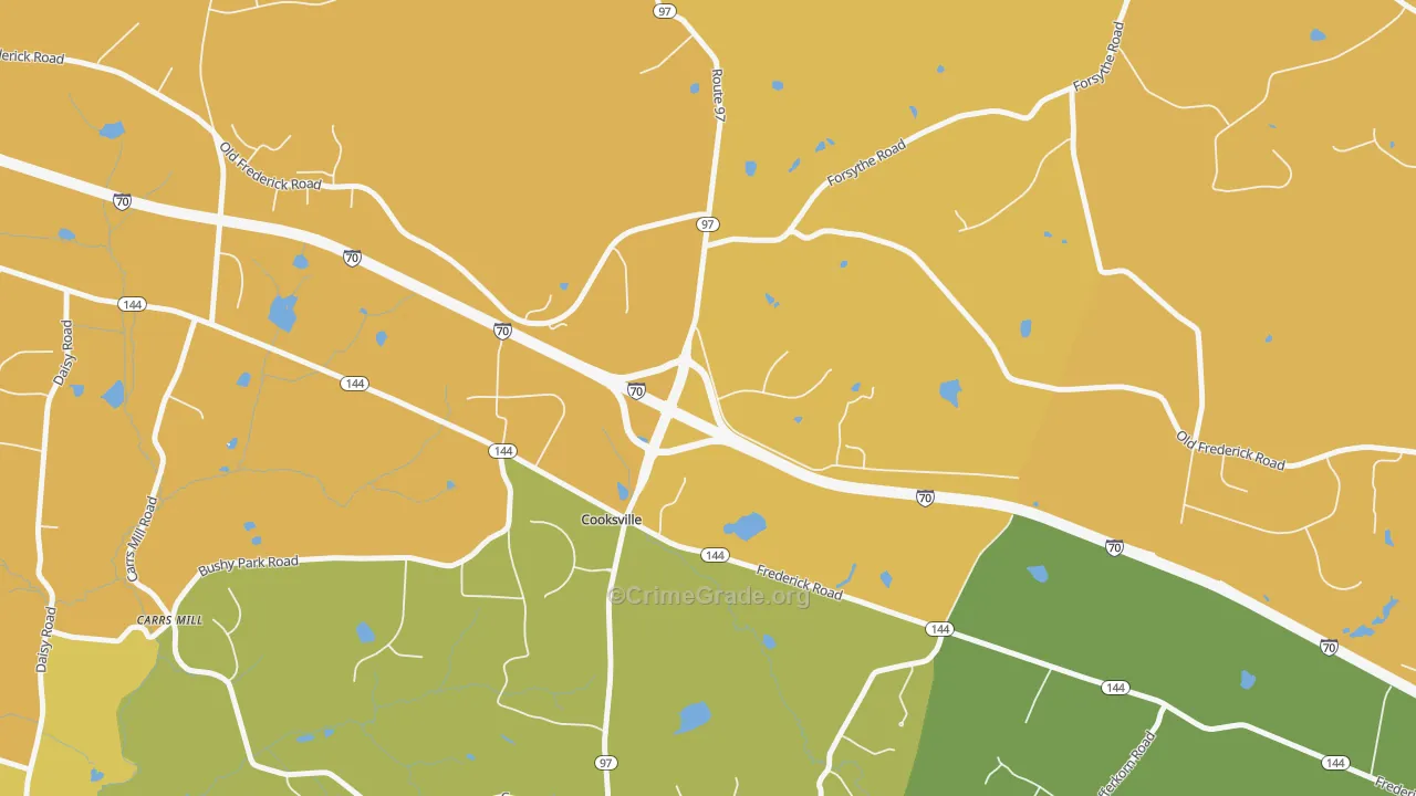 Cooksville, MD Map of Murder Rates