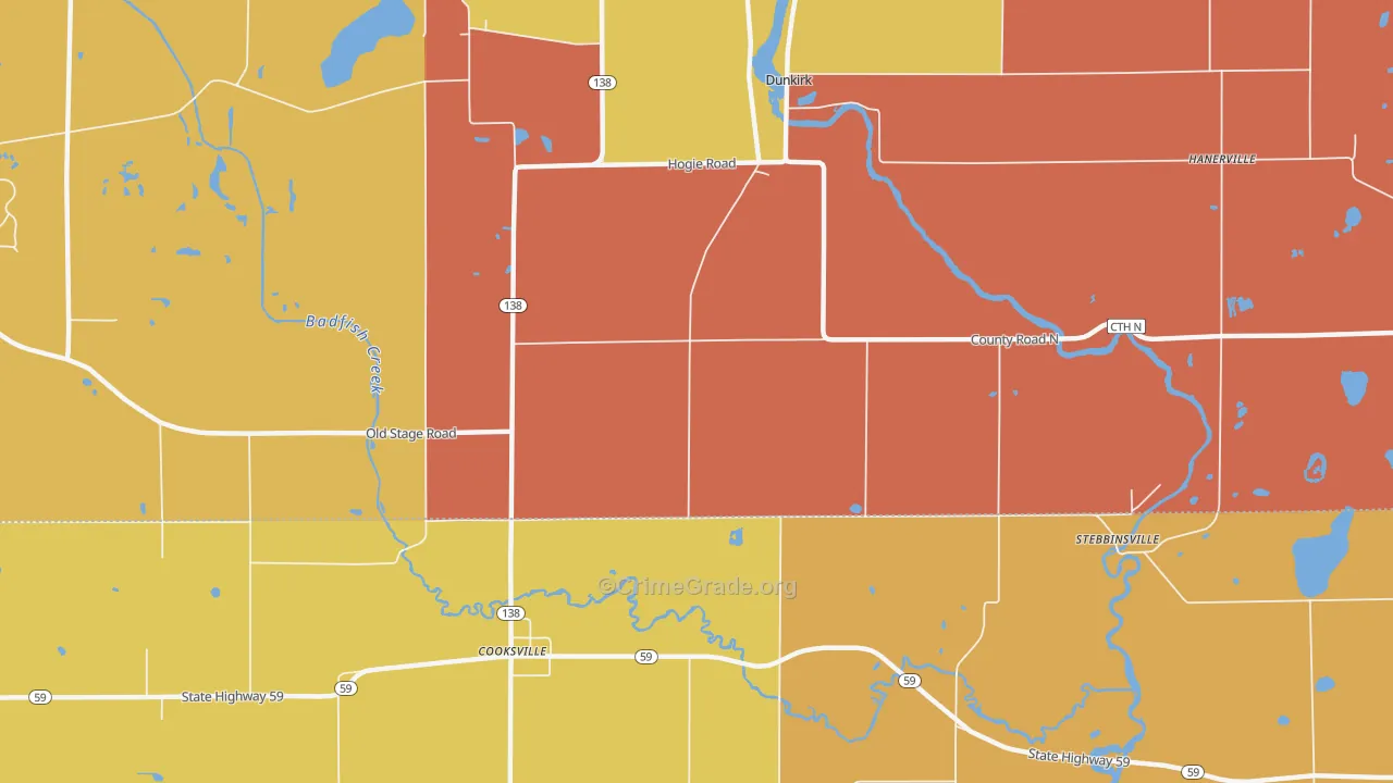 Cooksville, WI Map of Murder Rates